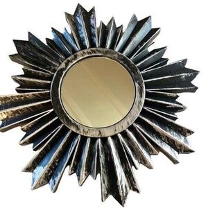 Radiant Silver Rustic Sunburst Wall Mirror! Brand New!